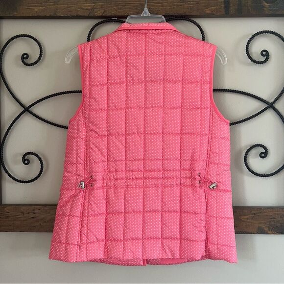 Croft & Barrow Lightweight Polka Dot Coral White Zip Quilted Vest Size S - Picture 3 of 12